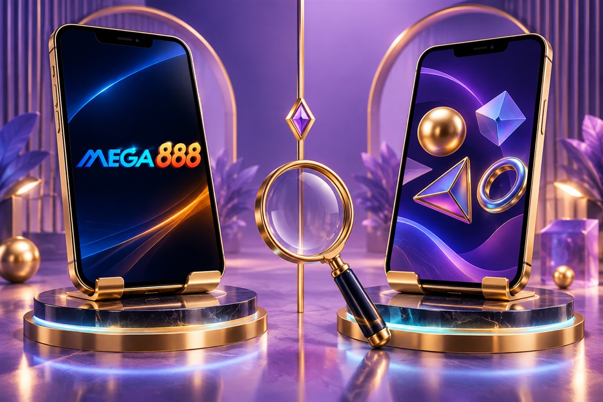 Mega888 branded side-by-side device comparison illustration